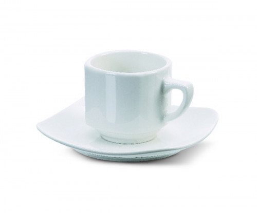 Sous-tasse à thé carré ivoire porcelaine vitrifiée 14 cm Ska Rak