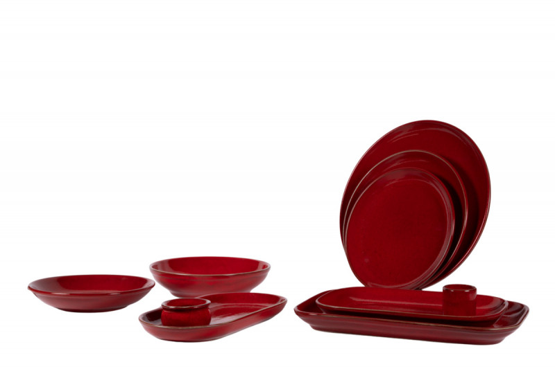 Assiette coupe plate rond rouge grès émaillé Ø 24 cm Gres Couleur Pro.mundi