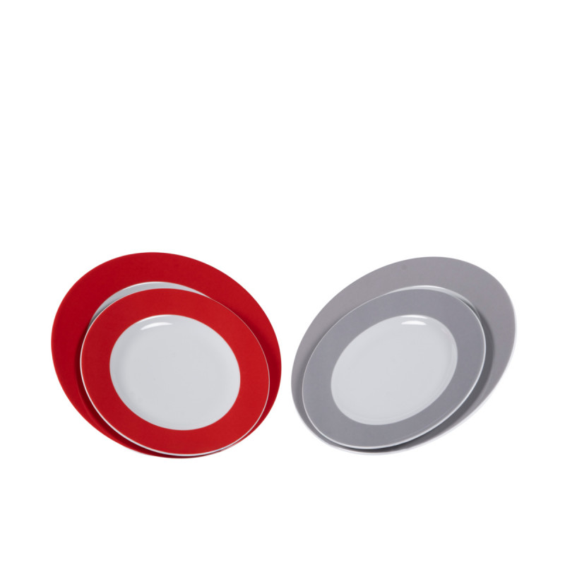 Assiette plate rond rouge porcelaine Ø 21 cm Roma Color Pro.mundi