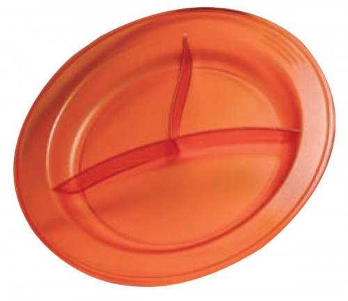Assiette à 3 compartiments rond orange copolyester Ø 23,5 cm Vaisselle Copolyester Saint Romain