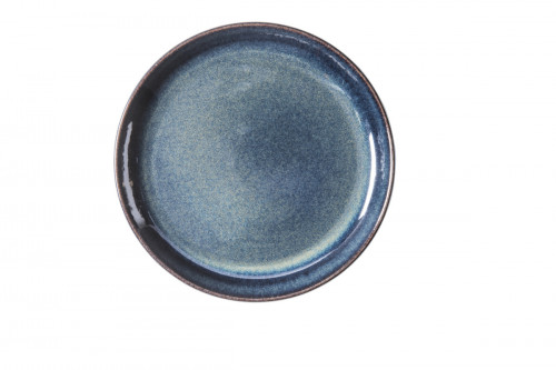 Assiette plate rond bleu grès émaillé Ø 24 cm Gres Couleur Pro.mundi