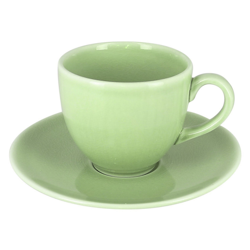 Tasse à thé rond vert porcelaine vitrifiée 20 cl Ø 8,4 cm Vintage Rak