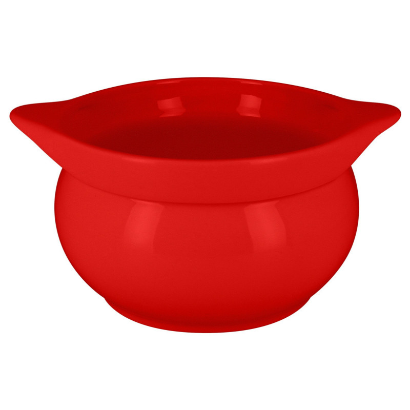 Soupière avec couvercle rond rouge porcelaine vitrifiée Ø 15,7 cm Chefs Fusion Rak