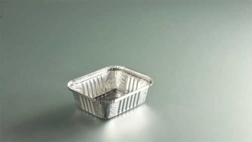 Barquette operculable rectangulaire gris aluminium 14,6x12,1x4 cm 43,5 cl (100 pièces)