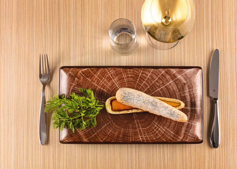 Assiette plate rectangulaire brun porcelaine vitrifiée 33,5x18 cm Woodart Rak