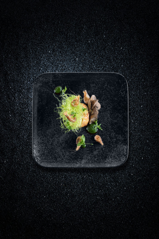 Assiette plate carré noir porcelaine vitrifiée 22x22 cm Karbon Rak
