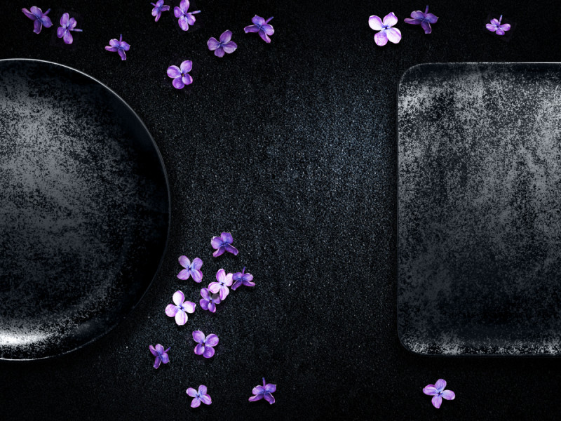 Assiette plate carré noir porcelaine vitrifiée 22x22 cm Karbon Rak