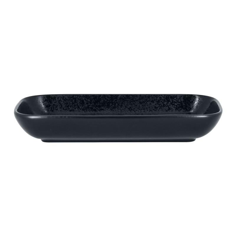 Ravier rectangulaire noir porcelaine vitrifiée 22 cm Karbon Rak