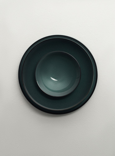 Assiette coupe creuse rond vert de gris porcelaine vitrifiée Ø 25 cm Velvet Astera