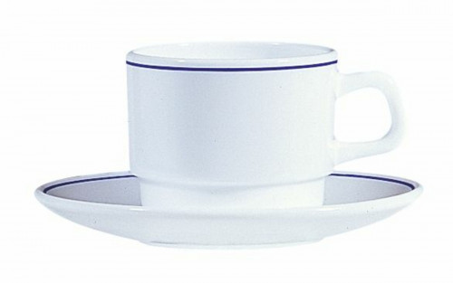 Tasse à thé rond blanc verre opal 19 cl Ø 7,8 cm Restaurant Filet Bleu Arcoroc