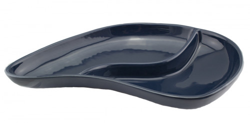 Assiette à moules bleu grès émaillé 38x23 cm