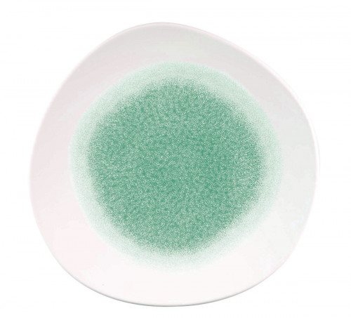 Assiette plate rond vert porcelaine vitrifiée Ø 26,4 cm Raku Churchill