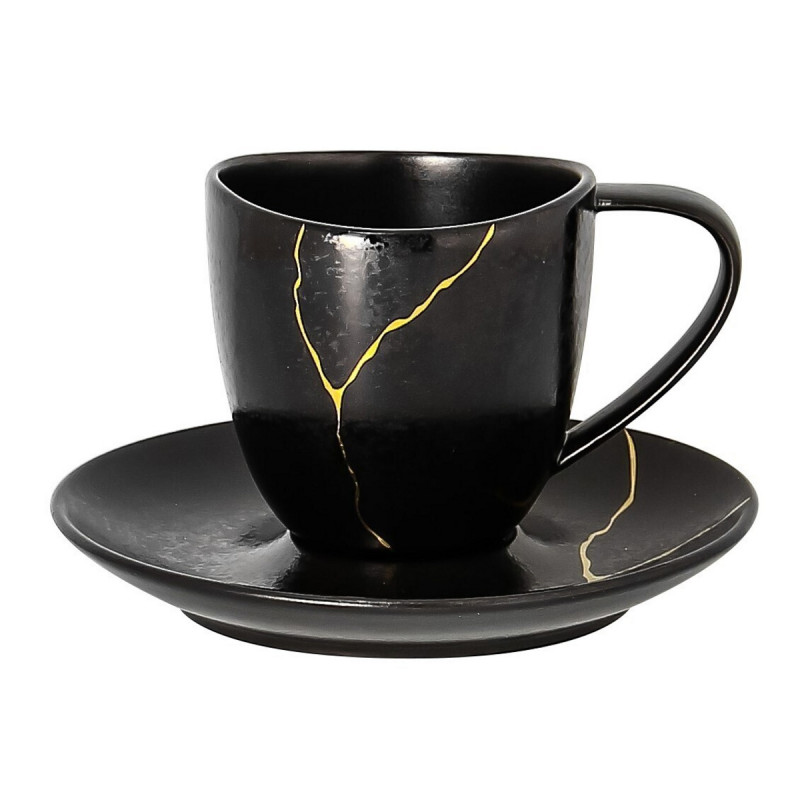 Tasse à déjeuner noir porcelaine 30 cl Ø 8,5 cm Kintzoo Rak