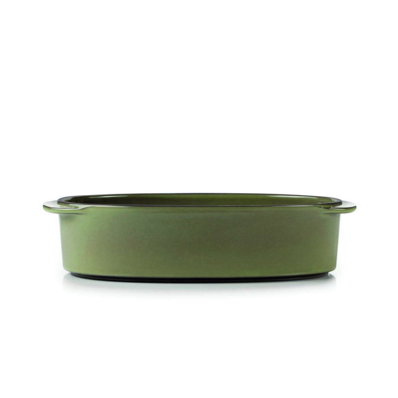 Plat ovale vert porcelaine culinaire 19 cm Caractere Revol