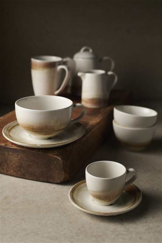 Sous tasse à café rond beige porcelaine Ø 11,8 cm Finca Dudson