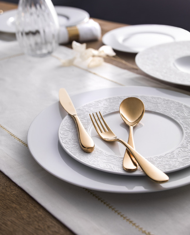 Assiette plate rond blanc porcelaine de limoges Ø 14 cm Collection L Couture Degrenne