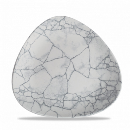 Assiette coupe plate triangulaire pearl grey porcelaine vitrifiée Ø 26,5 cm Kintsugi Churchill