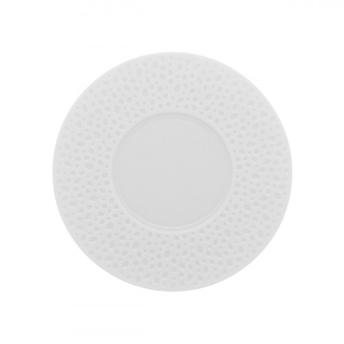 Sous tasse à thé rond blanc en porcelaine Ø 15,8 cm 1,3 cm L' Perles De Rosee Blanches Degrenne