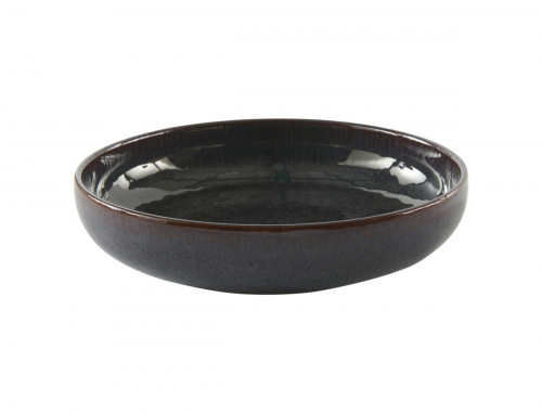 Assiette creuse rond Marron Bleu grès émaillé Ø 22 cm Amber Accolade