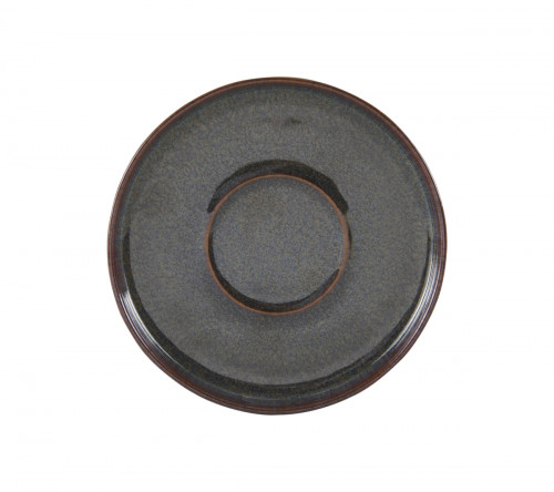 Sous tasse à thé rond Marron Bleu grès émaillé Ø 14 cm Amber Accolade
