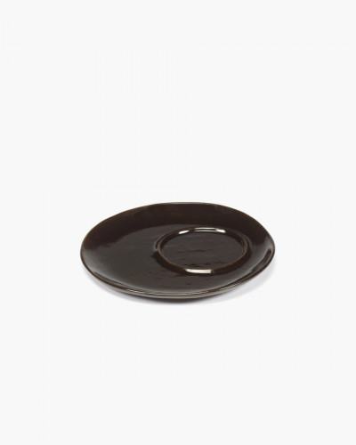 Sous tasse à café rond ébène grès émaillé 14,5 cm La Mère Serax