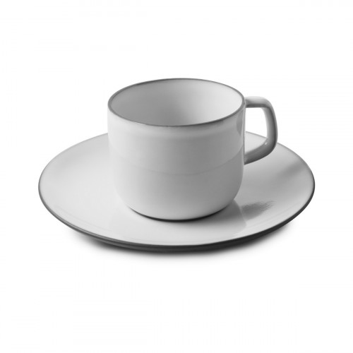 Tasse et sous tasse à expresso rond blanc cumulus porcelaine culinaire 8 cl Ø 13 cm Equinoxe Revol