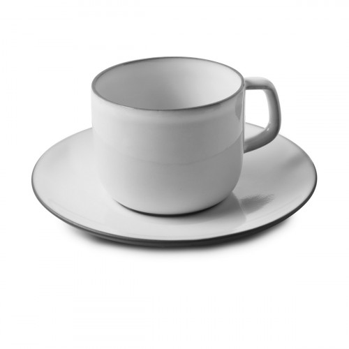 Tasse et sous tasse à thé rond blanc cumulus porcelaine culinaire 20 cl Ø 16 cm Equinoxe Revol