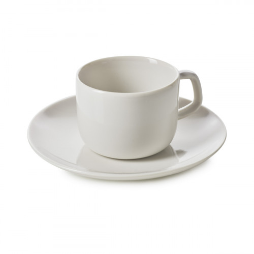 Tasse et sous-tasse à expresso rond Blanc albâtre porcelaine culinaire 8 cl Ø 13 cm Madeleine Revol