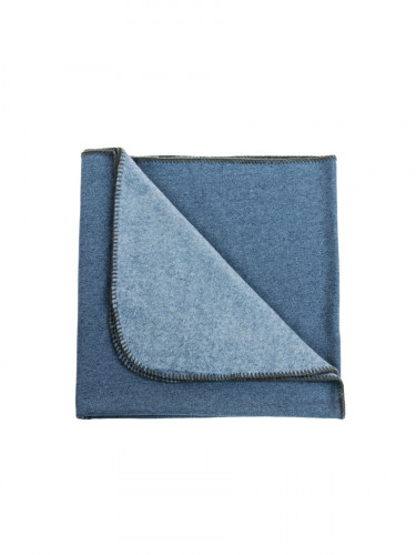 Plaid recycle rectangulaire bleu 90x180 cm Suave Blue Melee Chaud Devant