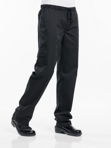 Pantalon de cuisinier noir XL Baggy Chaud Devant