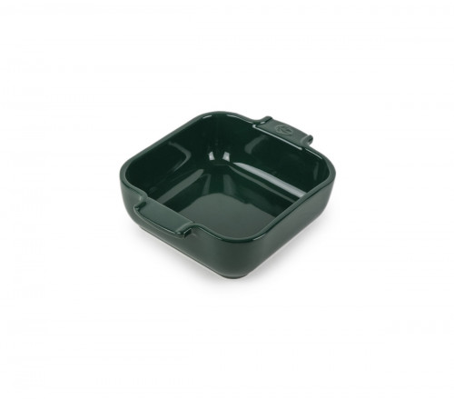 Plat à four carré vert forêt porcelaine vitrifiée 18x18 cm Céramique Peugeot Saveurs