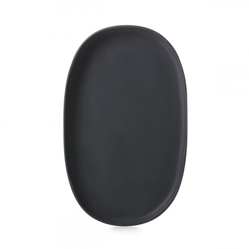 Assiette plate ovale noir porcelaine culinaire 35,5x21,8 cm Caractère Revol