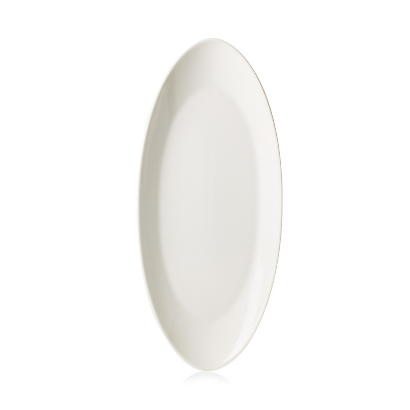 Assiette plate ovale blanc porcelaine culinaire 36x16 cm Madeleine Revol