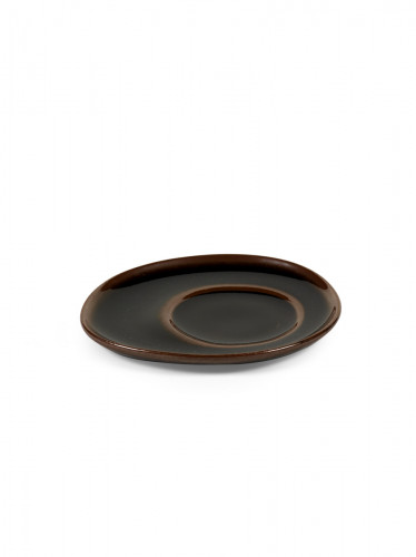Sous tasse à expresso ovale Brown grès émaillé 12 cm Out Of Lines Serax