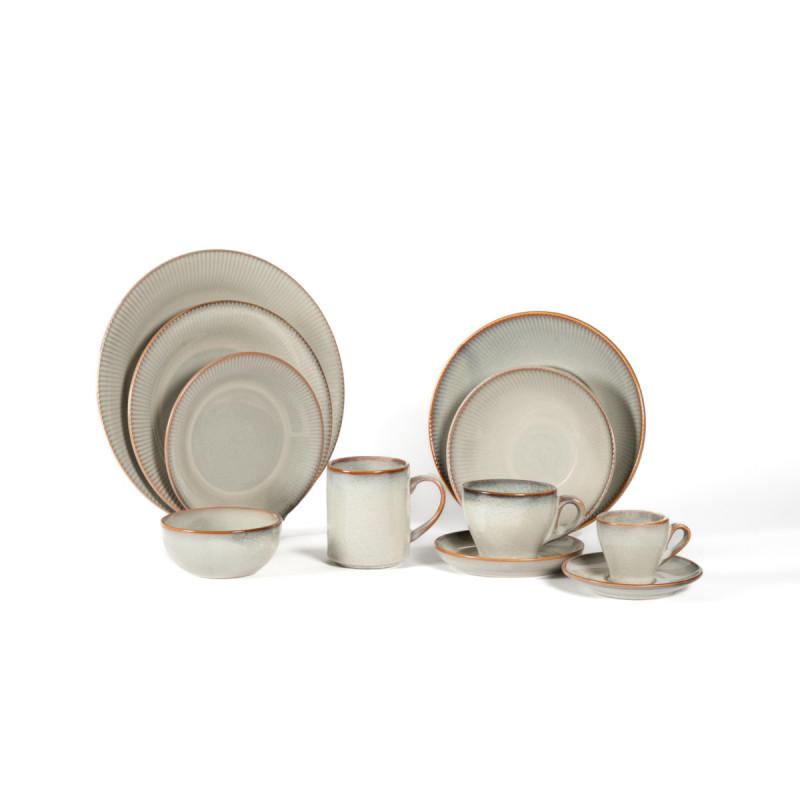 Assiette coupe plate rond gris bleu porcelaine Ø 23,5 cm Serena Pro.mundi