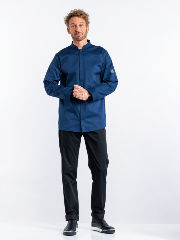 Veste de cuisine manches longues bleu marine L Sabor Chaud Devant